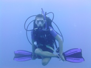 Christian practicing his neutral buoyancy!
