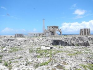 Exploring ruins, hiking on Sombero, uninhabited 